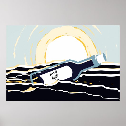 Abstrakte Sonnenaufgangsbotschaft in einer Flasche Poster (Vorne)