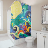 Abstrakte Sonnenbänke Art Illustration Duschvorhang (Beispiel)