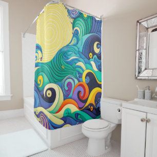Abstrakte Sonnenbänke Art Illustration Duschvorhang