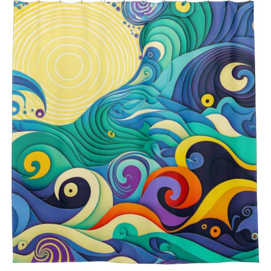 Abstrakte Sonnenbänke Art Illustration Duschvorhang (Vorderseite)