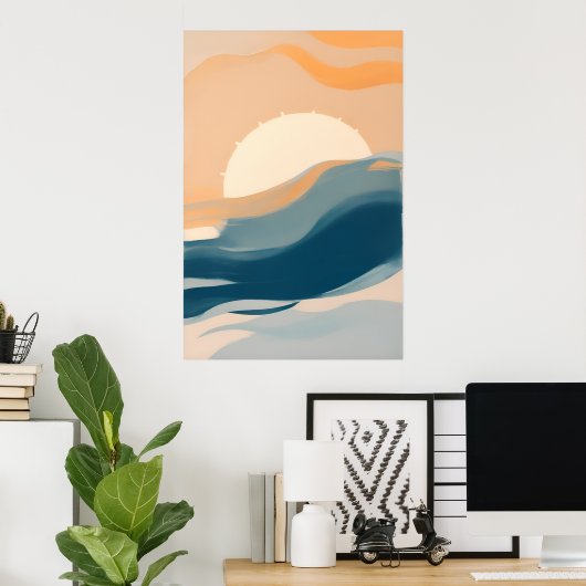 Abstrakte Sonnenbeleuchtung, minimalistischer Sonn Poster (Heimbüro)