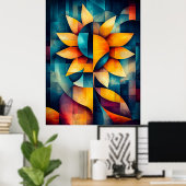 Abstrakte Sonnenblume Kunst - Geometrisches Blut i Poster (Heimbüro)