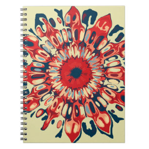 Abstrakte SONNENBLUME - rot blau + Ihr Hintergrund Notizblock
