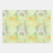 Abstrakte Sonnenblumen auf hellgrüner Decoupage Ti Geschenkpapier Set (Vorderseite)
