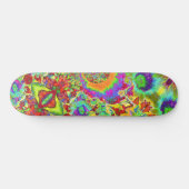Abstrakte Sonnenblumen | Funky Retro-Blume Skateboard (Horizontal)