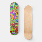 Abstrakte Sonnenblumen | Funky Retro-Blume Skateboard (Vorderseite)