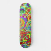 Abstrakte Sonnenblumen | Funky Retro-Blume Skateboard (Vorderseite)