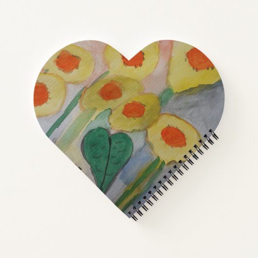 Abstrakte Sonnenblumen Herzbuch Notizblock (Rückseite)