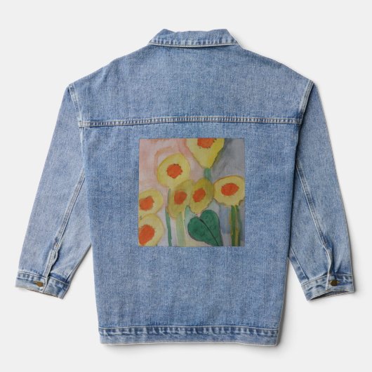 Abstrakte Sonnenblumen Jeansjacke (Rückseite)