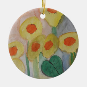 Abstrakte Sonnenblumen Keramik Ornament