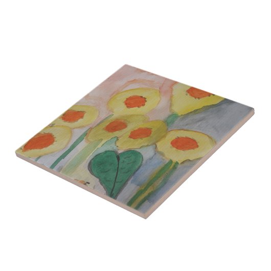 Abstrakte Sonnenblumen Keramik Tile Fliese (Seite)