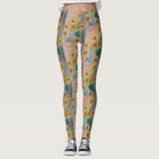 Abstrakte Sonnenblumen Leggings (Vorderseite)