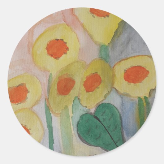 Abstrakte Sonnenblumen Runder Aufkleber (Vorderseite)