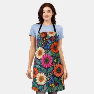Abstrakte Sonnenblumen-Schmetterlinge-Garten-Schür Schürze