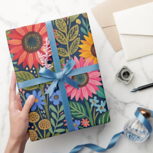 Abstrakte Sonnenblumen Schmetterlinge Geschenkpapi Geschenkpapier