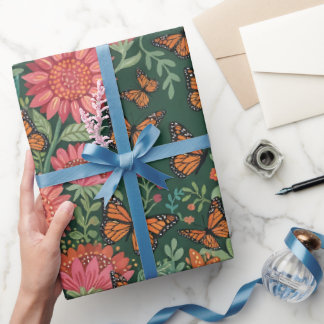 Abstrakte Sonnenblumen Schmetterlinge Geschenkpapi Geschenkpapier