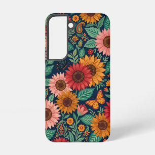 Abstrakte Sonnenblumen Schmetterlinge Samsung Hüll Galaxy Hülle