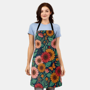Abstrakte Sonnenblumen Schmetterlinge Schürze