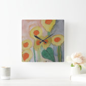 Abstrakte Sonnenblumen Square Uhr (Zuhause)