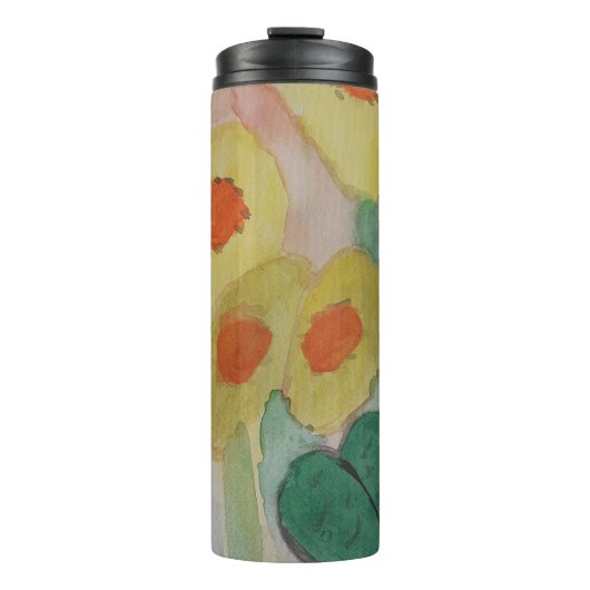 Abstrakte Sonnenblumen Thermal Tumbler Thermosbecher (Vorderseite)