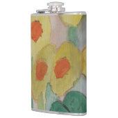 Abstrakte Sonnenblumen Vinyl Wrapped Flask Flachmann (Links)