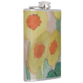 Abstrakte Sonnenblumen Vinyl Wrapped Flask Flachmann (Rechts)