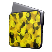 Abstrakte Sonnenblumendoten umkreisen die moderne Laptopschutzhülle (Vorderseite Links)