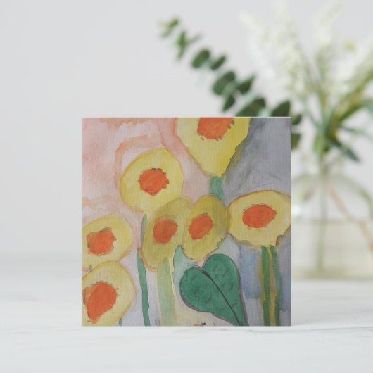 Abstrakte Sonnenblumenkarte (Stehend Vorderseite)