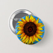 Abstrakte Sonnenblumenmalerei Button (Vorne & Hinten)