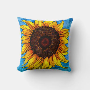 Abstrakte Sonnenblumenmalerei Kissen