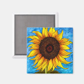 Abstrakte Sonnenblumenmalerei Magnet (Vorderseite/Rückseite)