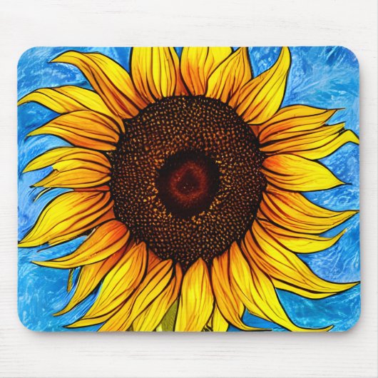 Abstrakte Sonnenblumenmalerei Mousepad (Vorne)