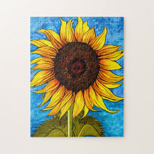 Abstrakte Sonnenblumenmalerei Puzzle