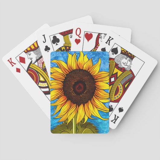 Abstrakte Sonnenblumenmalerei Spielkarten (Rückseite)