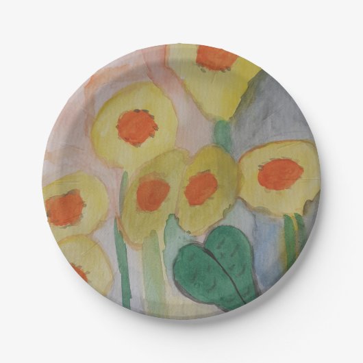 Abstrakte Sonnenblumenpapierplatte Pappteller (Vorderseite)