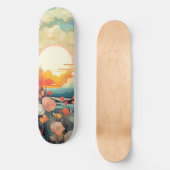 Abstrakte Sonnenlandschaft Skateboard (Vorderseite)