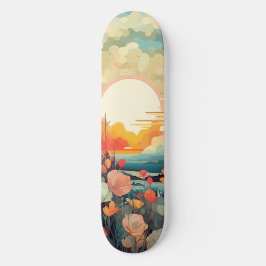 Abstrakte Sonnenlandschaft Skateboard (Vorderseite)