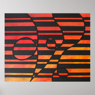 Abstrakte Sonnenuntergangsstreifen mit fetten geom Poster