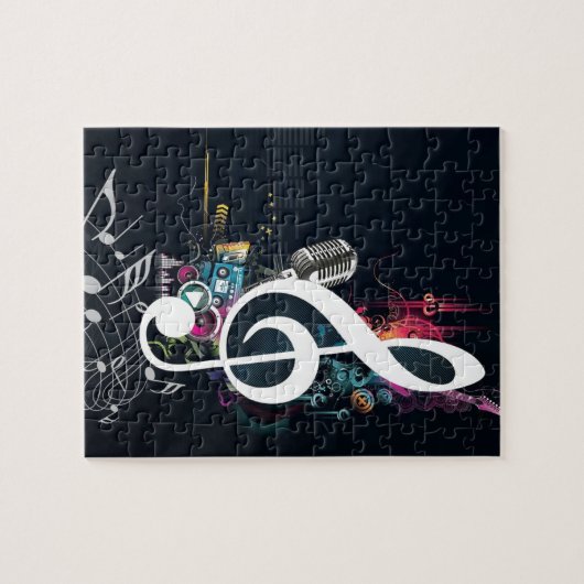 Abstrakte Spalten-Anmerkung und Mikrofon Puzzle (Horizontal)