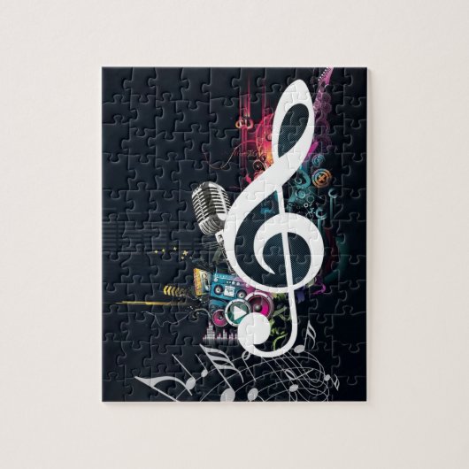 Abstrakte Spalten-Anmerkung und Mikrofon Puzzle (Vertikal)