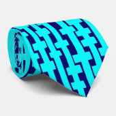 Abstrakte Spalten - Cyan on Deep Navy Krawatte (Gerollt)