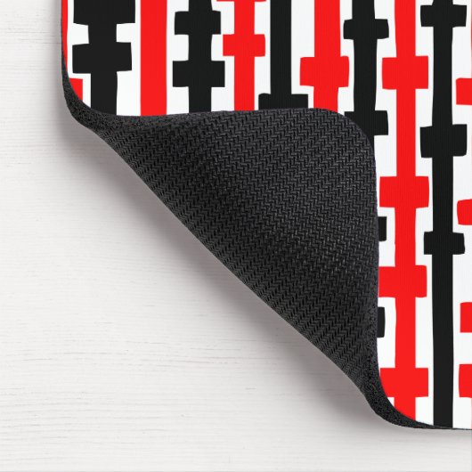 Abstrakte Spalten - Rot und Schwarz auf Weiß Mousepad (Ecke)