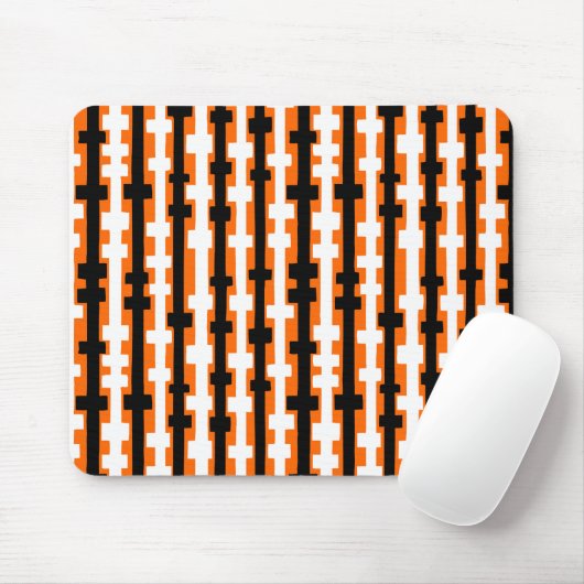 Abstrakte Spalten - Schwarz und Weiß auf Orange Mousepad (Mit Mouse)