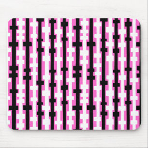Abstrakte Spalten - Schwarz und Weiß auf Rosa Mousepad