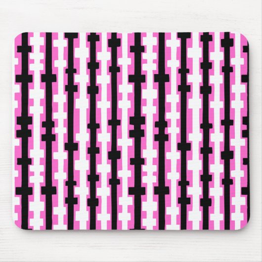 Abstrakte Spalten - Schwarz und Weiß auf Rosa Mousepad (Vorne)