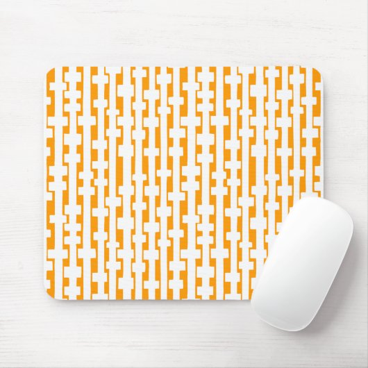 Abstrakte Spalten - Weiß auf Lt Orange Mousepad (Mit Mouse)