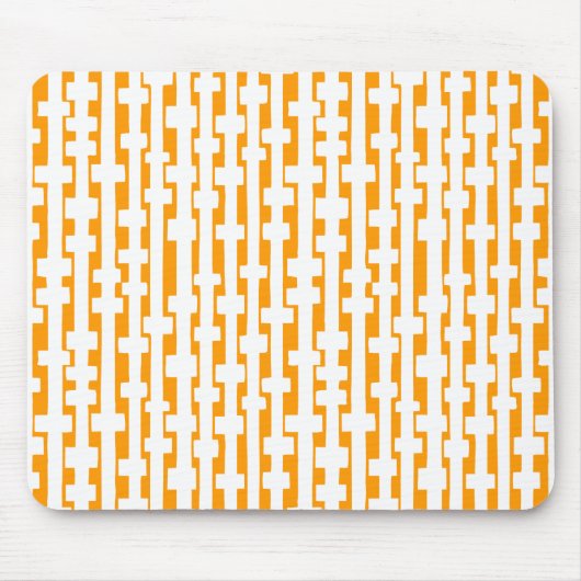 Abstrakte Spalten - Weiß auf Lt Orange Mousepad (Vorne)