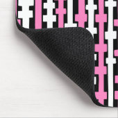 Abstrakte Spalten - Weiß und Rosa auf Schwarz Mousepad (Ecke)