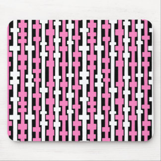 Abstrakte Spalten - Weiß und Rosa auf Schwarz Mousepad