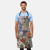 Abstrakte spanische Fliesen, handgezeichnet Schürze (Getragen)